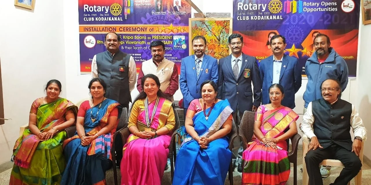 Kripa Soans with members of the Rotary Club during the installation ceremony